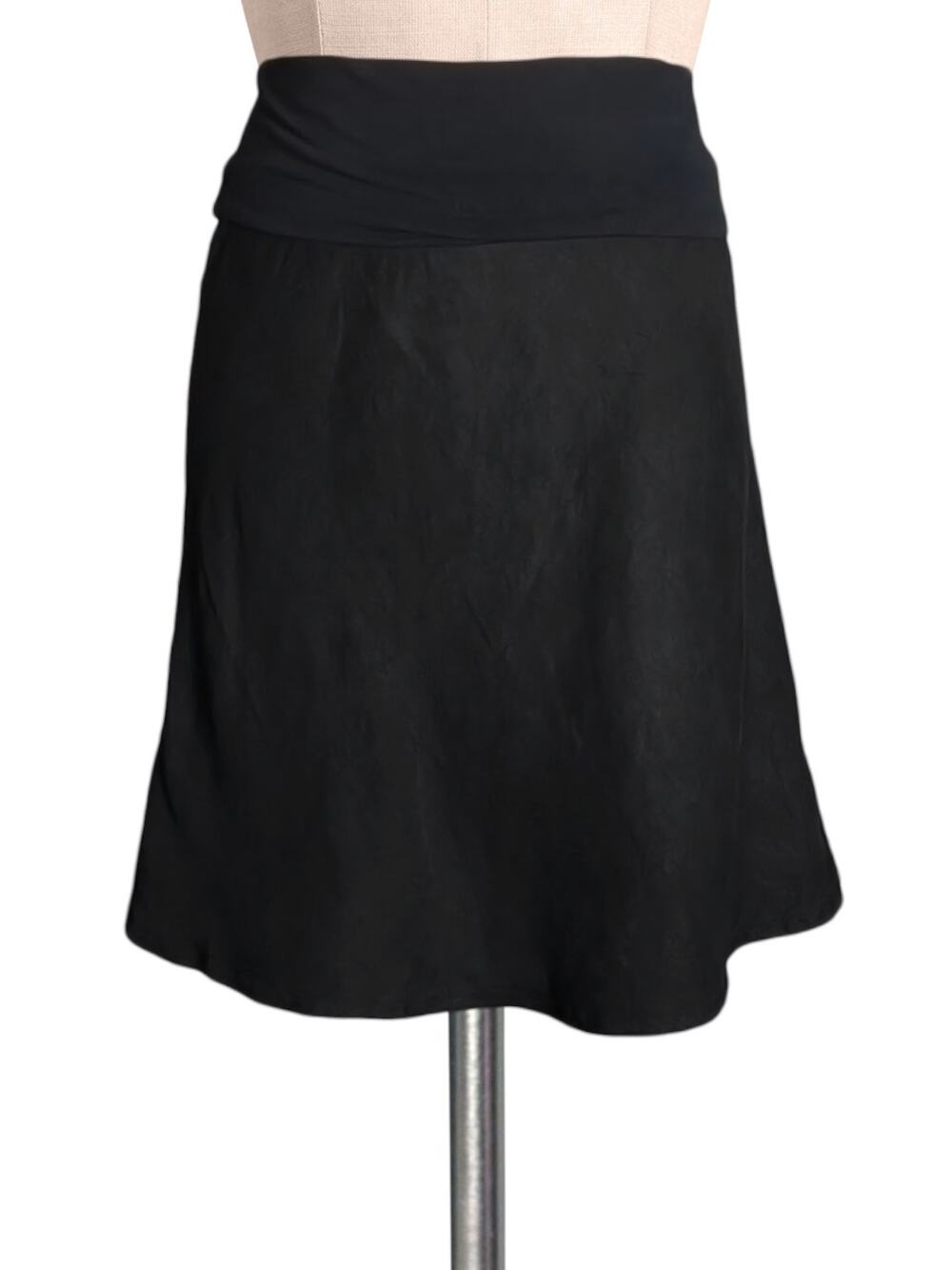 Vintage 90's Y2K Black Linen Fold Over Waist Skirt S